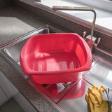 Addis Large Washing Up Bowl 9.5L Capacity, Pomegranate – Durable Plastic Kitchen Sink Bowl, Spacious Dishwashing Basin for Cleaning Dishes & Food Prep