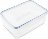 Addis Clip Tight Lunchbox Food Storage Container 2 Litre Rectangle Airtight Silicone Seal Containers Bpa Free Easy Locking Lid Clips, Clear Transparent