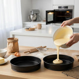 Non Stick Round Cake Tin 10 Inch – Carbon Steel Round Baking Pan for Layer Cakes,Birthday,Weddings, Sponge, Cheesecake & Dessert Baking, Durable Non-Stick Oven Cake Tray