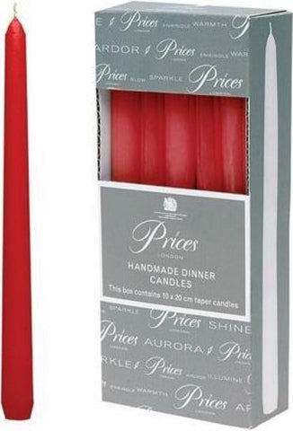 Price's Candles - Red Dinner Candles - 10 Pack - Unscented - Slow Burning Candle