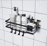 4pcs Bathroom Shower Caddy Kitchen Shelf Rack Organiser Wall Mounted Black