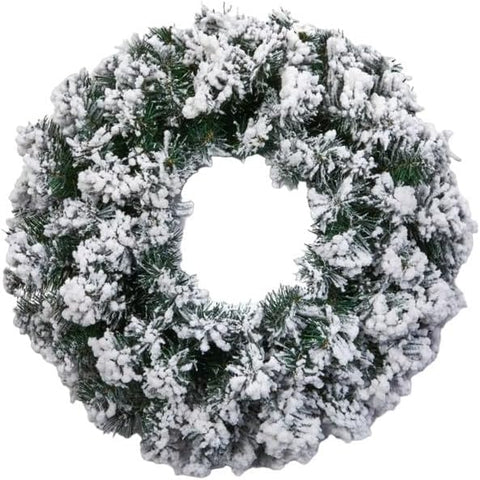 Premier Artificial Christmas Decoration for Front Door, Wall Mounted Wreath Flocked Woodcote Pine & Snow Effect Decorative Ornament for Indoor & Outdoor Home Decor - 50cm