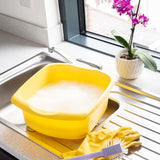 Addis Large Rectangular  Washing Up Bowl 9.5L Capacity, Yellow – Durable Plastic Kitchen Sink Bowl, Spacious Dishwashing Basin for Cleaning Dishes & Food Prep