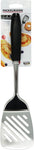 Fackelmann Initial Slotted Turner, Stainless Steel, Plastic Handle, Kitchen Cooking Spatula, Burger Flipper, Cooking Draining & Frying BBQ Utensil, 31cm, Black