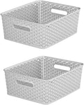 Curver Nestable Rattan Plastic Storage Basket Dot Boxes Tray Kitchen Home Office 13L