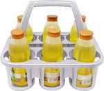 Plastic Beer Garden Glass Collector Carrier Milk Bottle Holder Bottles Storage Saver Drinks Organizer Holding Container with Handle (Silver)