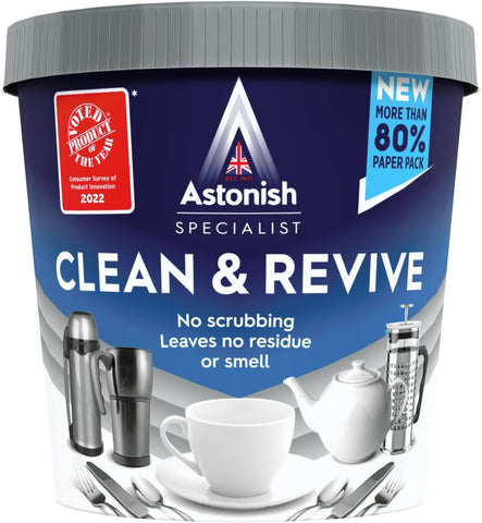 Astonish Cup Cleaner Clean & Revive Tea Coffee Stain Remover Ceramic Stainless Steel Removes Ingrained Tea and Coffee Stains, for Cups and Teapots, 350g