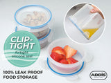 Addis Clip Tight Food Storage Containers 700 ml Round Pack Of 3 Airtight Containers Bpa Free Easy Locking Lid Clips, Clear Transparent