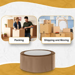 Brown Packing Tape (48mm x 50m) - Durable Parcel Sealing Tape for Packing Boxes, Secure Packaging for Moving Hous
