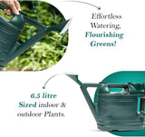 6.5 Litre Watering Can Green with Sprinkler Head for Indoor or Outdoor Gardening with Double Handles | Plastic Plant Watering Can with rose for Houseplant