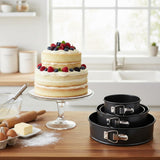 Non Stick Springform Cake Tins 8", 9" & 10" – Round Leakproof Cake Baking Pans with Removable Base, Non-Stick Cheesecake & Cake Mould for Baking