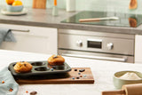 Chef Aid 6 Cup Large Muffin Pan, Non-Stick Cupcake Tray Baking Mould, Grey