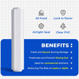 Catering Cling Film - Kitchen Cling Film Food Wrap Rolls Plastic Film | Catering Cling Film 300mm| Clear PVC Kitchen Film Poly Wrap for All Food Wrapping, Commercial Use