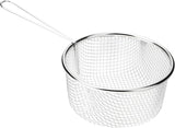 Basiks Wire Housewares Chip Frying Basket With Handle To fit 9" Pan - Stainless Steel Frying Pan - Deep Fryer for Straining French Fries and Various Foods - Silver