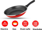 Non-Stick Coating Frying Pan Omelette Pan All Stoves Compatible Aluminum Kitchen Cookware 28cm Red Scratch Resistant