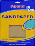 12x SupaDec Wood Paint Plaster Finishing Flexible Wet & Dry Sandpaper & General Purpose Sandpaper - Assorted