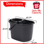 15 Liter Mop Bucket with Wringer, Classic Plastic Bucket with Side Lip for Easy Pouring, Floor Bucket with Carry Handle – Ideal for General and Small Area Cleaning Solution