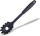 Fackelmann INITIAL Spaghetti Spoon, Non-Stick Anti-Scratch Plastic Server, Pronged Pasta Fork with Portion Measure, Serving Spoon, Scoop & Drain Heat-Resistant Utensil to 200 Degree Celsius, 30cm