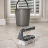 Addis ComfiGrip Floor Scrub Brush with Iron Handle | Heavy Duty Cleaning Brush | Stiff Bristles for Tiles, Bathroom & Outdoor Use