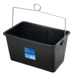 SupaDec 15L Large Paint Scuttle Rectangular Plastic Paste Water Bucket Tubs Container Black With Metal Handle Rollers Ribbed 15 Litre