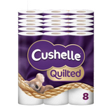 Cushelle Quilted 3 Ply Toilet Roll Tissue Paper – Super Soft & Strong Tissue Rolls, 8 Rolls per Pack – Available in Multipacks (1 to 6 Packs)