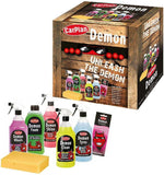 CarPlan Demon 7 Piece Car Cleaning Kit Gift Pack, Car Wash Snow Foam Shampoo, Wheel Cleaner, Tyre Shine, Spray On Shine, Interior and Exterior Cleaner, Sponge and Air Freshener