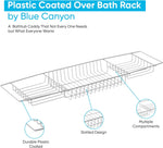 Blue Canyon Plastic Coated Over Bath Rack, Durable Plastic Shower Caddy, Convenient Bathroom Storage for All Your Toiletries, Including Soaps, Sponges, Bath Bombs, Books (White)