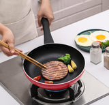 Non-Stick Coating Frying Pan Omelette Pan All Stoves Compatible Aluminum Kitchen Cookware 28cm Red Scratch Resistant