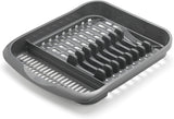 Metallic Grey Dish Drying Rack – Plates, Bowls & Cutlery Drainer