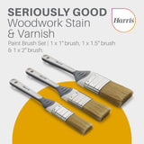 Harris Seriously Good Woodwork Stain & Varnish Paint Brushes, 3 Brush Pack, 1", 1.5", 2", Grey