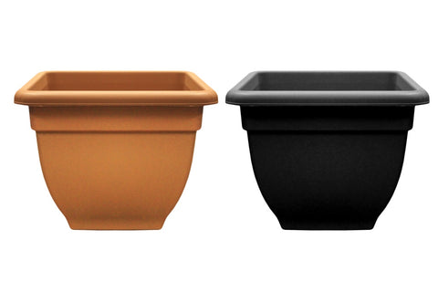 Winchester Plastic Garden Ebony Square Bell Pot Planter 38cm Terracotta