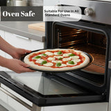 Non Stick Pizza Tray 12 Inch – Heavy-Duty Stainless Stee Round Pizza Baking Pan, Durable Oven Pizza Plate for Homemade Pizza, Flatbreads & Baking Easy Clean, Durable & Rust-Resistant - 33cm