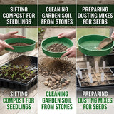 Round Potting Sieve 16.5cm – Garden Soil Sifter for Compost, Sand & Potting Mix, Durable Gardening Mesh Sieve for Planting and Seed Preparation - Green