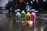 CarPlan Demon 7 Piece Car Cleaning Kit Gift Pack, Car Wash Snow Foam Shampoo, Wheel Cleaner, Tyre Shine, Spray On Shine, Interior and Exterior Cleaner, Sponge and Air Freshener