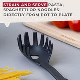 Fackelmann INITIAL Spaghetti Spoon, Non-Stick Anti-Scratch Plastic Server, Pronged Pasta Fork with Portion Measure, Serving Spoon, Scoop & Drain Heat-Resistant Utensil to 200 Degree Celsius, 30cm