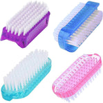Double Sided Nail Brush for Every Day Use - 2 different kinds of Nail Brushes with Plastic Handle For Cleaning Nails - Easy to Use Brushes - Nail Cleaning Scrubbing Brush for Hands Feet Nails Any Random Color