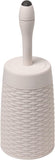 Addis Faux Rattan Round Toilet Brush Set with Internal Detergent Injection System, Cream, Calico Linen