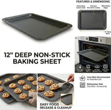12 Inch Non-Stick Baking Sheet Set – Oven Baking Tray for Cookies, Biscuits & Roasting, Durable Carbon Steel Non Stick Oven Tray