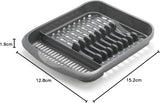 Metallic Grey Dish Drying Rack – Plates, Bowls & Cutlery Drainer