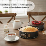 Non Stick Springform Cake Tins 8", 9" & 10" – Round Leakproof Cake Baking Pans with Removable Base, Non-Stick Cheesecake & Cake Mould for Baking