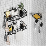 4pcs Bathroom Shower Caddy Kitchen Shelf Rack Organiser Wall Mounted Black