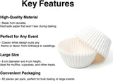 Caroline Plain White Muffin Cake Cases Tub of 50 Large  – White Paper Muffin Cases for Baking, Perfect White Cupcake Cases, Ideal Mini Muffin Cases for Cupcakes