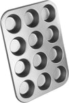 Chef Aid 12 Cup Large Muffin Pan, Non-Stick Cupcake Tray Baking Mould, Grey