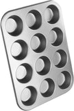 Chef Aid 12 Cup Large Muffin Pan, Non-Stick Cupcake Tray Baking Mould, Grey