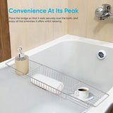 Blue Canyon Plastic Coated Over Bath Rack, Durable Plastic Shower Caddy, Convenient Bathroom Storage for All Your Toiletries, Including Soaps, Sponges, Bath Bombs, Books (White)