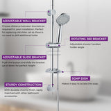 Blue Canyon Trinity 5 Mode Shower Handset And Riser Rail Kit Set Chrome SH3300