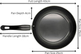 Basiks Non Stick Carbon Steel Frying Pan 25cm | Suitable For Halogen, Electric, Gas and Solid Hobs | Strong Heat-Resistant Handle  Non Stick Coating For Easy Cleaning | Kitchen Frying Pan