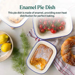 Falcon Enamel Oblong Pie Dish Bakepan - Traditional White Baking Tray with Blue Rim  28cm - 34cm Perfect for Pies, Puddings & Roasting