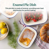 Falcon Enamel Oblong Pie Dish Bakepan - Traditional White Baking Tray with Blue Rim  28cm - 34cm Perfect for Pies, Puddings & Roasting