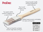 ProDec 2 inch Premier Trade Professional Synthetic Long Handle Cutting In Paint Brush for Sharp Edge Lines Painting with Emulsion, Gloss, Satin Paints on Walls, Ceilings, Wood and Metal, 2" 50mm